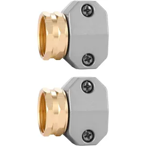 Zinc and  Female Coupling, Fits  5/8-Inch and 3/4-Inch Garden Hose Repair Fitting, 2 Pack