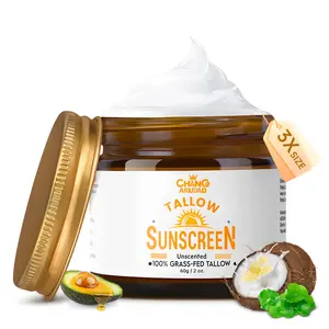 Beef Tallow Sunscreen SPF 50 – 100% Organic Grass-Fed Beef Tallow Face Sunscreen with Hyaluronic Acid, Centella & Avocado – Natural Sunscreen No Chemicals – Ideal for Women, Sensitive & Baby Skin 60g