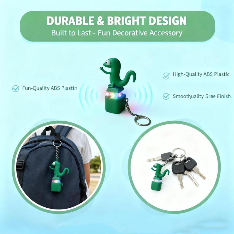 Lizard Button Keychain with Rechargeable LED Light Realistic Croak Color Changing Fun Toy for Kids & Adults Green Design