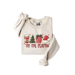 Tis the Season Christmas Sweatshirt, Christmas Coffee Shirt, Funny Christmas Crewneck Festive Holiday Tshirt   Sweater