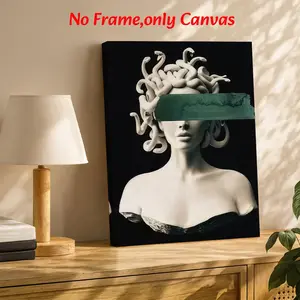 Modern Wall Art Medusa Sculpture Portrait Poster, Minimalist Gothic Style, and Canvas, Living Room & Bedroom Decor, Unframed
