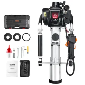 VEVOR 37.77cc Gas-Powered T Post Driver,  , 4-Stroke Engine Gasoline Fence Piling Pounder, with 3 Post Driving Head(45/55/88 mm) , 1000W Portable Piledriver For Farm, Ranch Fencing, Road Improvements