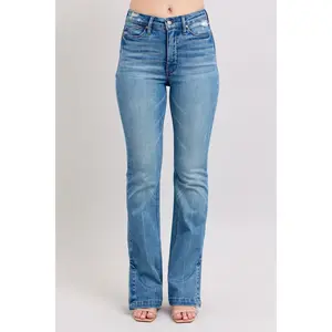 Judy Blue HW Tummy Control Vintage Wash Side Slit Slim Boot Jeans