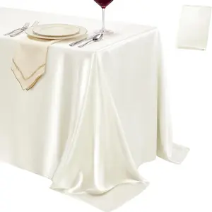 1 Piece Satin Tablecloth, Rectangular Bright Silk Table Cover, Smooth Fabric, Wedding Party Decor, Elegant Table Setting