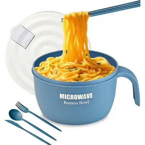 Large Ramen Bowl, Ramen Noodle Bowls Microwavable,Ramen Bowl Microwavable 45 oz, Ramen Cooker, Microwave Pasta Cooker, Ramen Bowl Microwave  for College Boys Girls Male Female Dorm Room (blue)