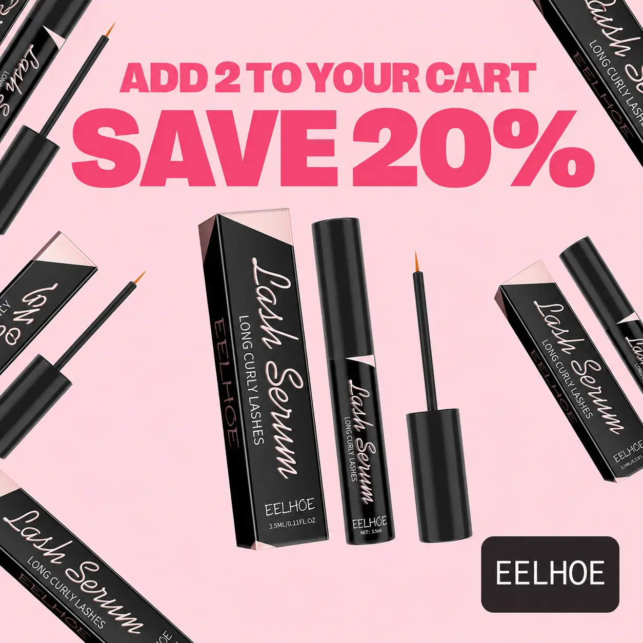EELHOE Eyelash Serum, Gentle & Moisturizing, for Fuller, Longer, Naturally Curled & Gorgeous Lashes, Lash Care Serum with Plant‑Derived Ingredients