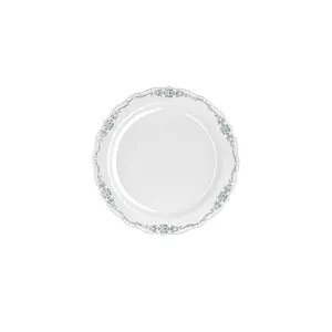 9 In. Gray / Silver Victorian Design Plates | 20 Count