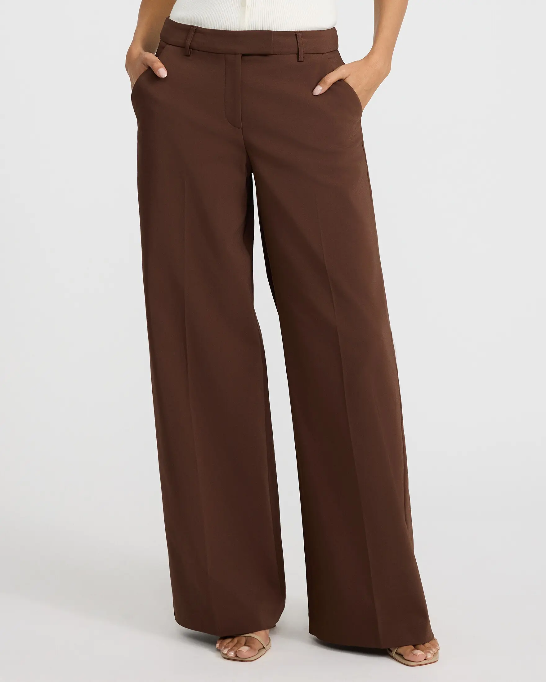 Express Editor Stretch Cotton Mid Rise Wide Leg Pant, Spandex, Bottom