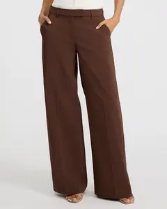 Express Editor Stretch Cotton Mid Rise Wide Leg Pant