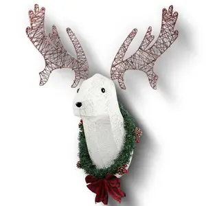 39" Lighted Reindeer Head – Pre-Lit 3D Rudolph Wall & Door Christmas Decor