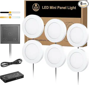 VST Under Cabinet Lights CCT 3000K-6000K, Puck Lights Color Temperature and Brightness Adjustable with Touch Switch and ETL Listed Led Driver, Plug in Led Light for Kitchen Under Cabinet 3pack