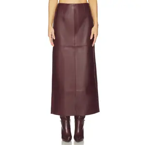 SRG Mango Leather Skirt in Oxblood