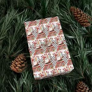 Retro Skateboarding Santa! Checkered Stay Merry and Bright Gift Wrap Papers