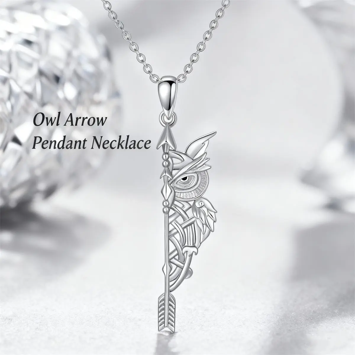Men's Unique Owl Necklace with Stainless Steel Chain & Link, Bold Arrow Element, Long Daily Wear Costume Jewelry, Christmas & Birthday Gift Accessory, Animal, Casual, Half-Owl, Coated Metal