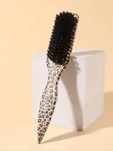Smooth Back Hair Brush, Soft Bristle Beard Brush, Leopard Print Comb, Edge Brush for Trimming, Lustrous & Shiny Finish, Premium Hair Brush