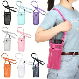 1pc Water Bottle Carrier Bag Reusable, Mobile Phone Mesh Pouch For Travel Beach Outdoor Sport Hiking Climbing Camping American Football Spectators