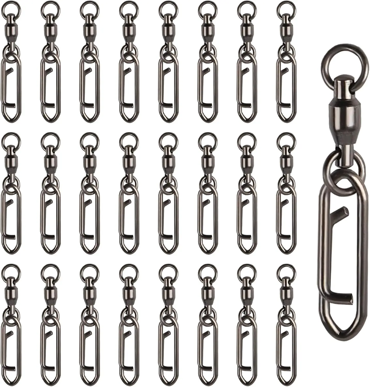 25Pcs Fishing Speed Clips for Fishing Lures Quick Change Fishing Snap Ball Bearing Swivel Power Clips Top Water Speed Clips Freshwater Saltwater Crankbait Popper Lure Quick Snaps Connector Tackle 44lb