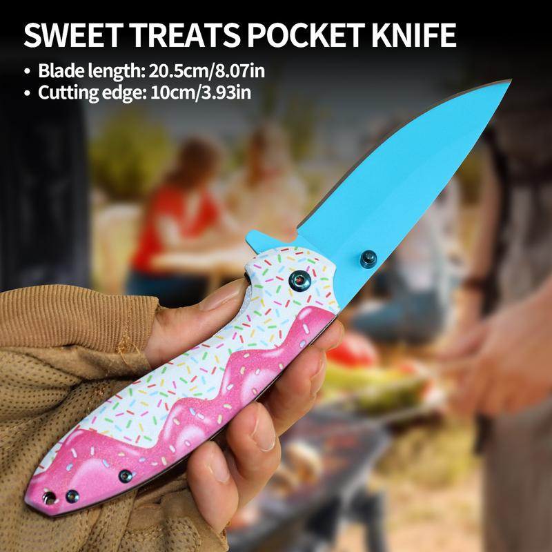 Doughnut aluminum handle folding camping EDC pocket knife foldable portable folding knife hunting knife