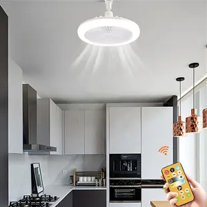 LED Ceiling Fan with Light, Remote Control Fan Light, E27 Screw Easy Installation, Adjustable Wind Speed & LED Brightness & Color Temperature, Timer & Night Light Function, Ideal for Bedroom, Garage, Kitchen & Small Spaces