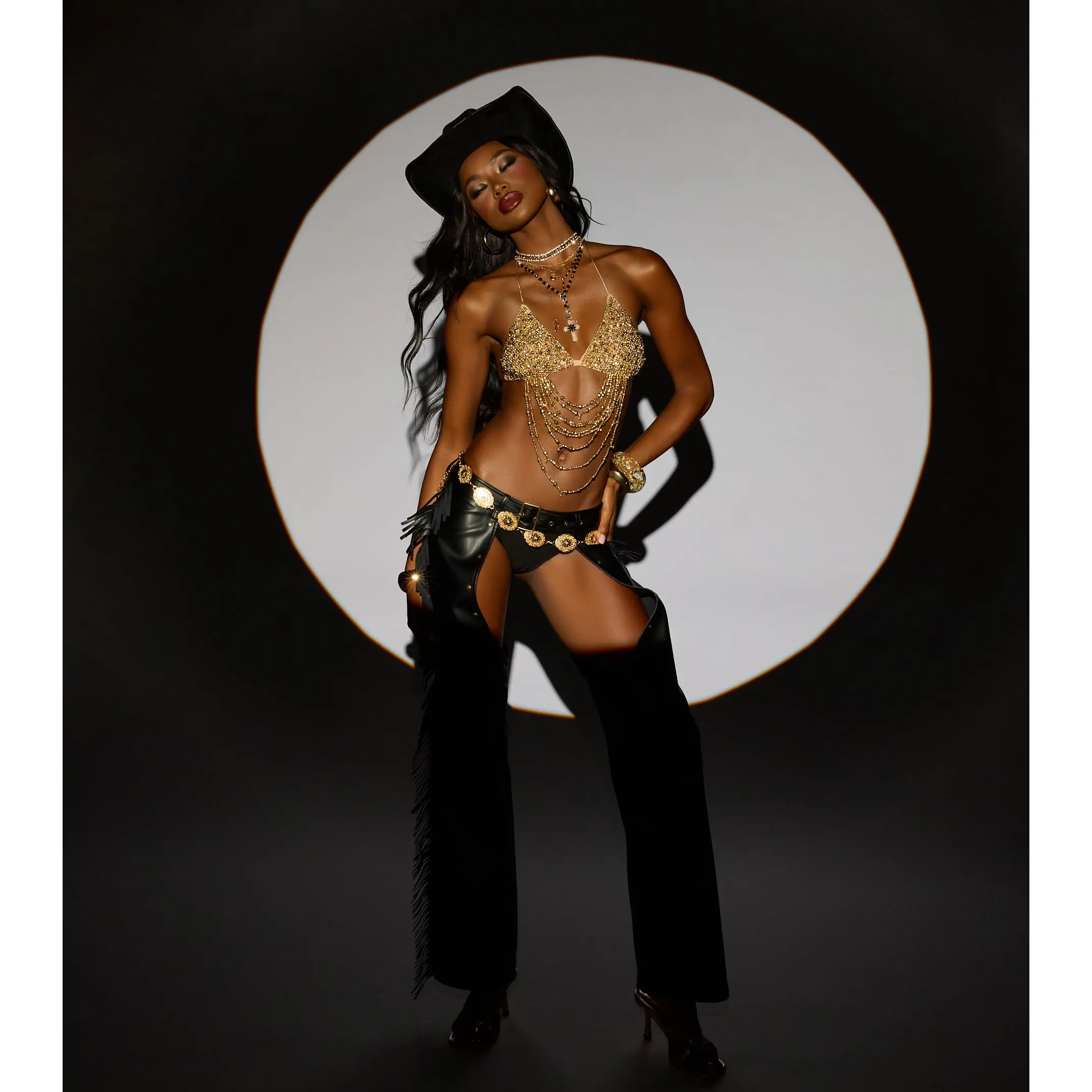 Outlaw Mood Faux Leather Fringe Chaps