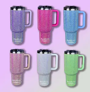 1 PACK, 40oz Tumbler, Rhinestone Tumbler, Stainless Steel, Vacuum Insulation, Thermal Insulation