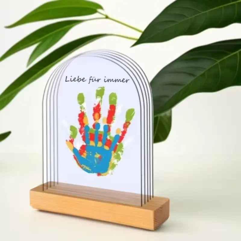 Transparent Handprint Photo Frame DIY Family Paint Memorial Picture Frame, Custom Personalized Keepsake Gift for Home Decor