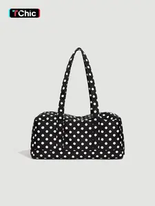 Women's Colorblock Polka Dot Nylon Shoulder Bag, Crossbody Backpack Purse, Travel Purse, Large Capacity Fashion Multi-Pocket Backpack, Ideal for Shopping, Commuting, Vacation, Sports