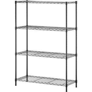 4-Tier Wire Storage Shelves |   36x14x54 |   Black |   with Adjustable Racks |   Heavy-Duty Metal Shelf, Holds Upto 1000 lbs |   No-Tool Assembly |   Ideal for Home & Garage Shelving