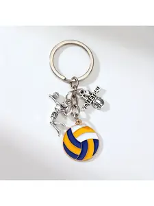 1pc Volleyball Sports Theme Keychain, Alloy Material, with Volleyball, I Love Volleyball Pendant, Car Decoration, Bag Decoration, Gift for Athletes and Fans