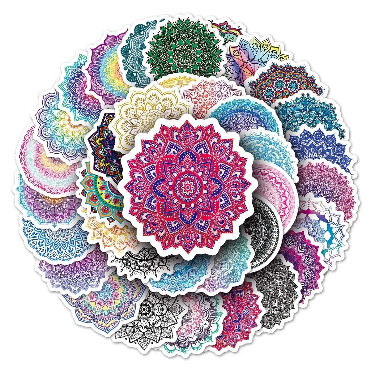 50pcs Mandala Pattern Stickers, Creative Multi-purpose Stickers, For DIY Craft Decoration And Hand Account, Art Stickers Scrapbook Materials, Stickers For Scrapbooking, Crafting Supplies, Sticker Sheets