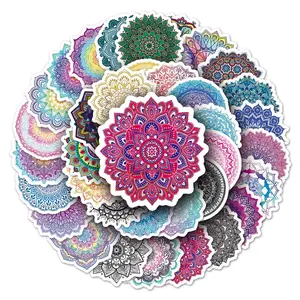 50pcs Mandala Pattern Stickers, Creative Multi-purpose Stickers, For DIY Craft Decoration And Hand Account, Art Stickers Handmade Crafts Scrapbook Materials, Crafting Supplies