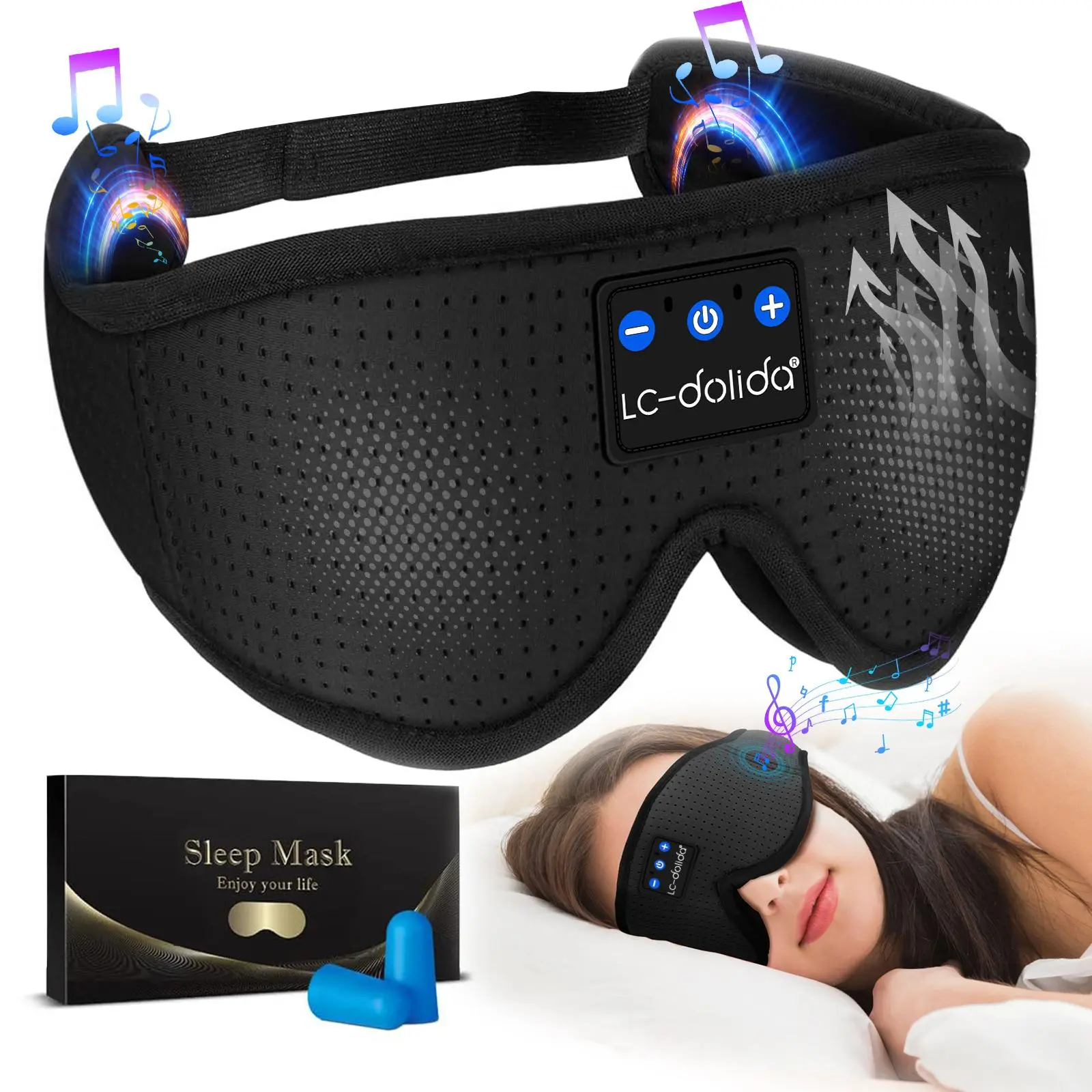 MUSICOZY Sleepmask Eye Mask Silk Breathable Wireless Bluetooth Eyewear