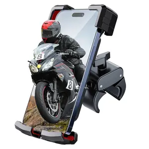 Motorcycle Phone Mount, Bike Phone Holder - [Metal Lock] Upgrade Quick Install Bar Clip for Bicycle Scooter, Cell Phone Clamp Gifts for iPhone 17 16 15 Pro Max, Galaxy, 4.7-6.8" Phones