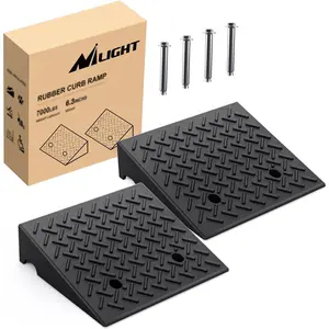 Nilight Rubber Curb Ramps, 6.3" Rise Height Heavy Duty Rubber Threshold Ramp, Portable Driveway Ramps for Cars Wheelchairs Scooter Lawn Mower, 7000lbs Load Capacity, 2 Pack Black dealsforyoudays