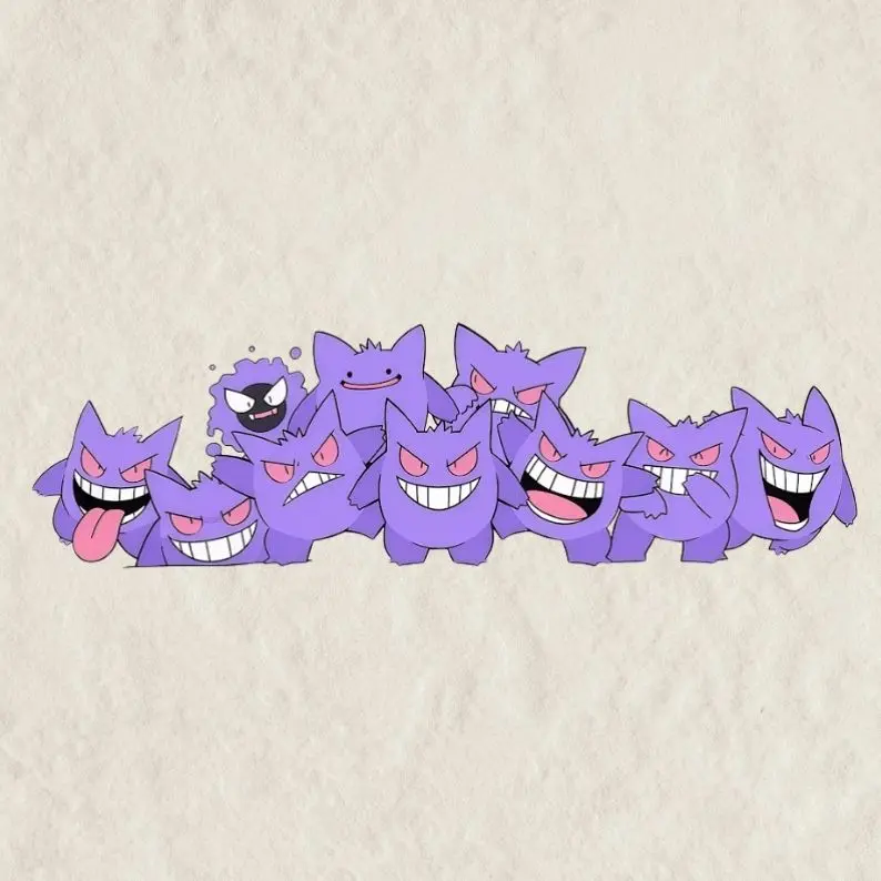 Gengar Car Sticker, Waterproof Ghost Family Sticker Decal for Laptop, Car and Tumbler