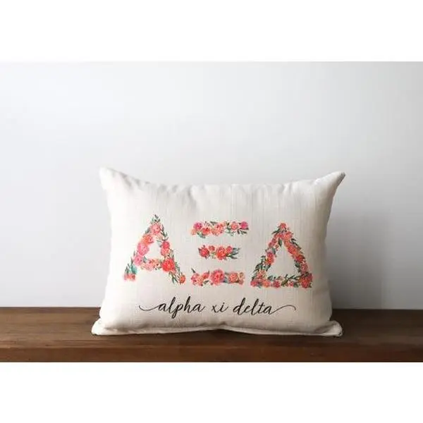 Sorority Floral Letters Pillow - ALPHA XI DELTA