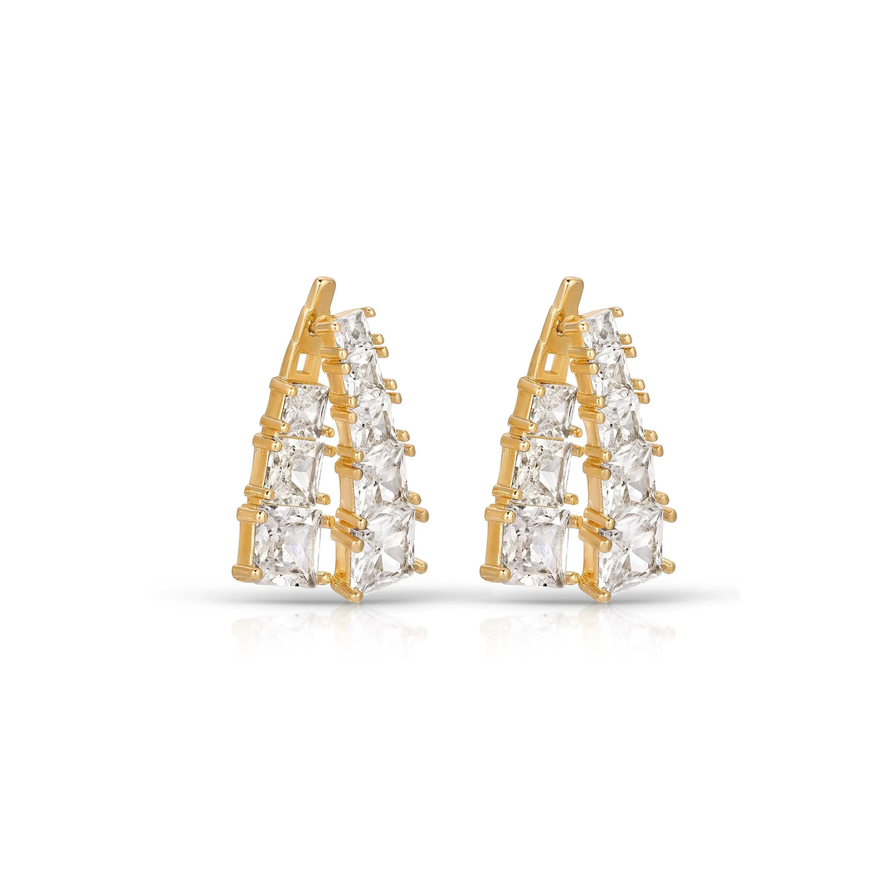 Ettika Front and Back Crystal Dangle Earrings – 18K Gold Plated Elegant CZ Jewelry, Dainty Statement Earrings for Women