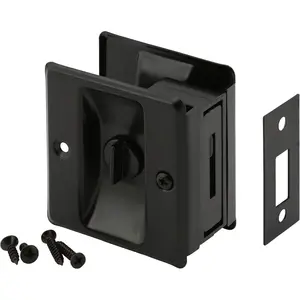 Pocket Door Privacy Lock with Pull, Matte Black Finish (Single Pack)