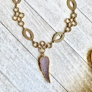 Druzy Angel Wing Necklace
