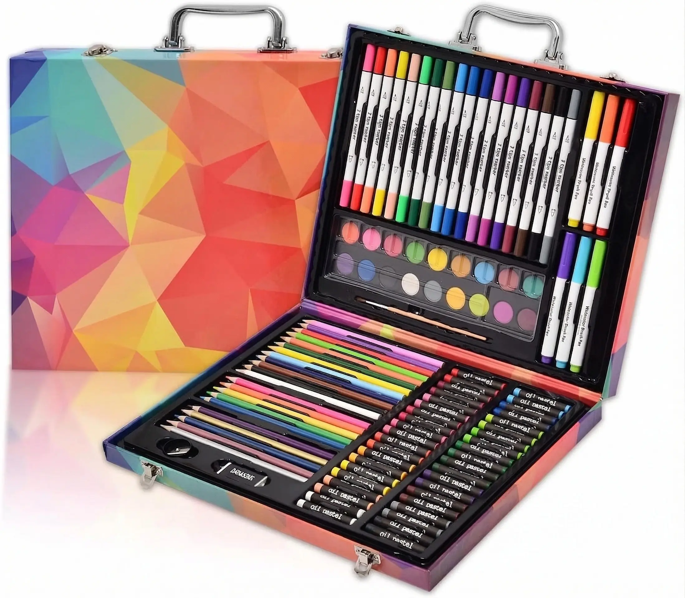 [Back to School] 132-Piece Art Set, Deluxe Professional Color Set, Art Kit for Kids and Adult, With Compact Portable Case