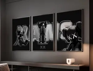 HYPEBEAST Wall Art Set of 3 Kaws Poster, Trendy Wall Art Men Wall Decor Girls Room Wall Art Hypebeast Graffiti Kaws Prints Urban Wall Art