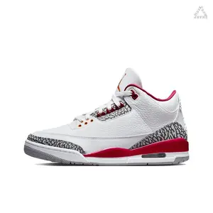 White Red Mid-Top Retro Basketball Sneakers with Elephant Print Accents and Multi-Material Upper for Casual Streetwear