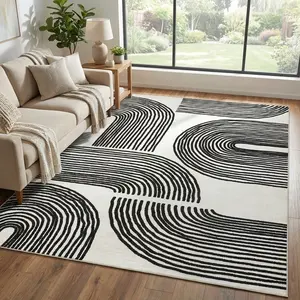 Modern Washable Striped Carpet Soft and Anti-slip Large-sized Geometric Printed Carpet Foldable Indoor Decorative Carpet for Living Room Office Laundry Room Children's Room Entrance Hall Game Room Bedroom floor