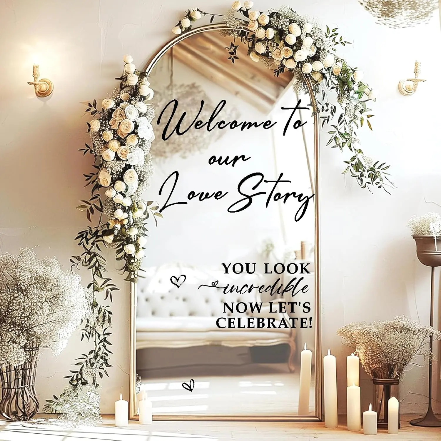 Wedding Welcome Signs  Our Wedding Sign Decals Selfie Mirror Decals for Weddings Party Entry Welcome Mirror Sticker for Weddings Decor Vinyl Letter Decal for Bridal Shower Marriage Reception