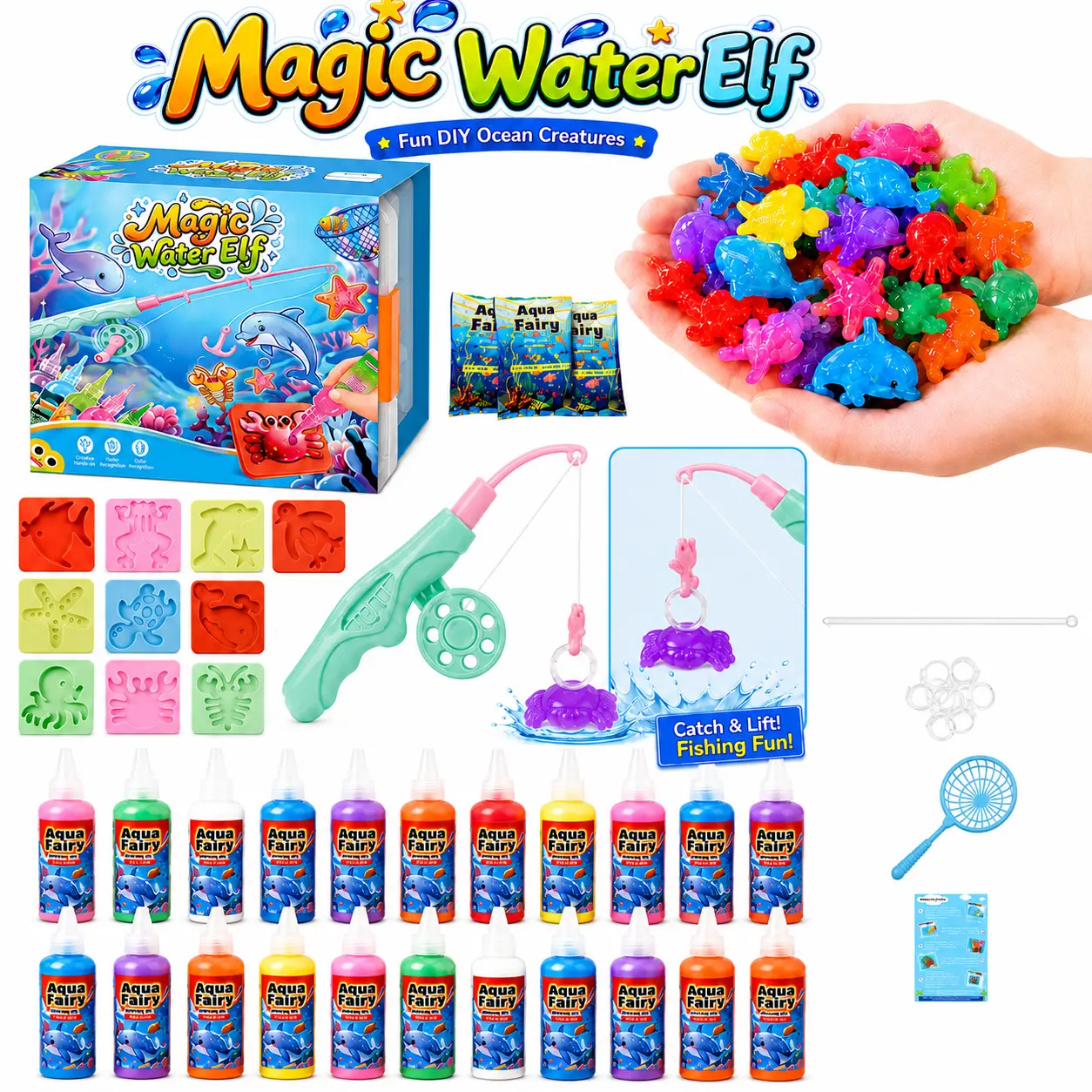 2026 Upgraded Magic Water Elf Toy Kit with Magic Gels & Molds – Squishy Maker, Sensory Toys, Summer DIY Water Pets, STEM Crafts, Family-Friendly Imaginative Play, Birthday Gifts & Party Favors for Kids