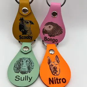 Personalized Leather Pet Keychain- Get Your Pet’s Face and Name Laser Engraved