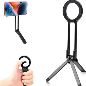 Universal Magnetic Phone Tripod Stand, Foldable Aluminum Alloy Quick Release Mount with Strong Magnet, Portable Pocket Size Compact for iPhone Android