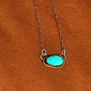 Mina Maria Turquoise Necklace with Elegant Silver Chain and Oval Stone Pendant for Women's Fashion