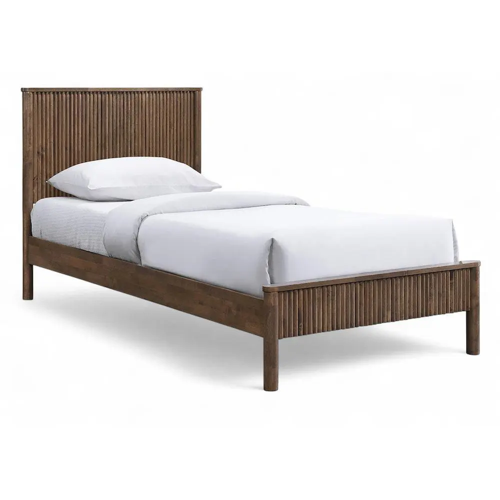 Kivo Walnut Solid Wood Twin Bed