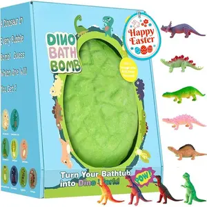 Easter Bath Bombs for Kids with Surprise Dinosaur Toys Inside, Easter Basket Stuffers, XXXL Dinosaur Bath Bombs Gift Set, Easter Gifts for Kids, Dino Easter Eggs Filled Toys for Boys 3 4 5 6 7